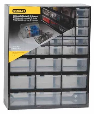 Organizer STANLEY stehend mit 39 transparenten Schubladen 36,5x16x44,5 cm