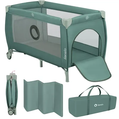 Produktbild von Lionelo Stefi Plus Reisebett Baby 2in1, mit zweiter Schlafebene, Matratze, Seiteneinstieg mit Reißverschluss, Transporttasche, klappbar, 0–36 Monate