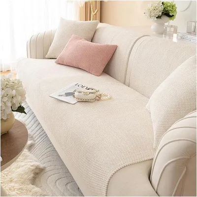 Image de Housse de coussin pour canapé d'angle en L, 2/3/4 places, housse de protection pour coussins de canapé, jetée de canapé sans fixation, protection pour coussins de canapé contre les chats/chiens (beige, 70 x 150 cm)