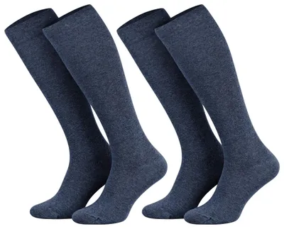 Produktbild von Tobeni 2 Paar Kompressionsstrümpfe Kniestrümpfe Stützstrümpfe Baumwolle für Damen und Herren, Farbe:Jeans Blau, Grösse:35-38