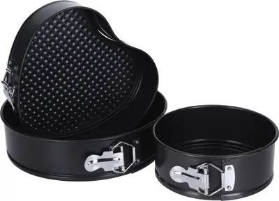 Produktbild von Set mit 3 Backblechen, Kohlenstoffstahl, antihaftbeschichtet, 24 x 24 x 7 cm, schwarz
