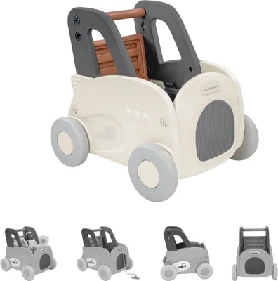 Obrázek produktu pro Kikkaboo dětské chodítko 4 v 1 Trolie tahací hračka, skluzavka, úložný box šedý