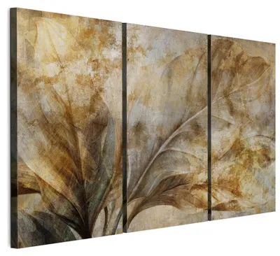 Produktbild von LUMASOUL Wandbilder 3er Set für Wohnzimmer Blätter 13 90x60 cm3-teiliges Leinwandbild für Schlafzimmer Flur Büro und Küche