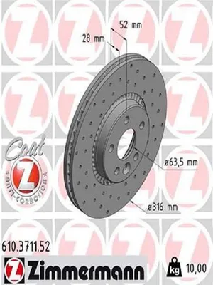 Produktbild von 2x ZIMMERMANN 610.3711.52 Bremsscheibe