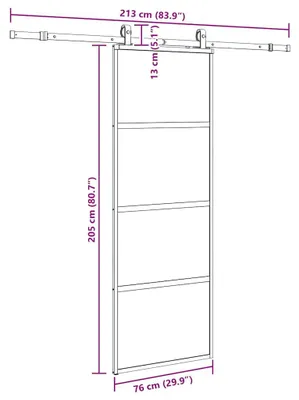 Image de vidaXL Porte coulissante avec ferrure noire 76x205 cm verre trempé