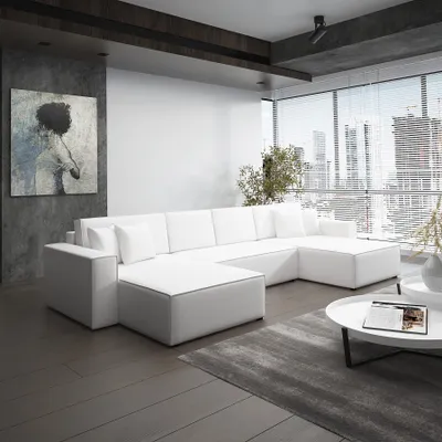Produktbild von Wohnlandschaft Schlafsofa Sofa CONOR Kunstleder Weiß