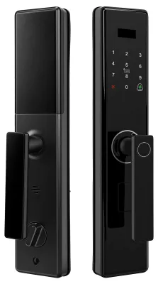 Produktbild von Smarte Türschloss mit Griff, Fingerabdrucksensor, WLAN, App-Steuerung, Schlüsselfunktion. 5 Entsperrmethoden. Gehäusemodell 6068 für Türstärken von 40-100 mm