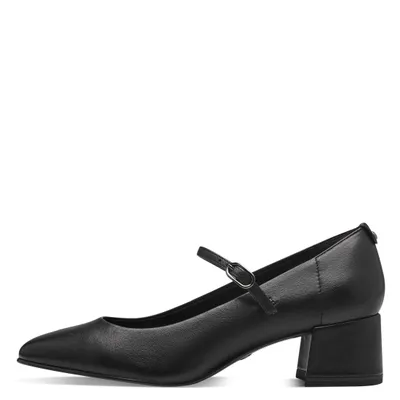 Produktbild von Tamaris Damen Pumps Riemchen Leder Blockabsatz 1-22311-43, Größe:38 EU, Farbe:Schwarz