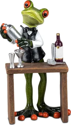 Produktbild von Dekofigur Froschmann als Barkeeper hellgrün Formano Froschhausen
