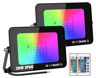 2er-Pack 30W RGB LED Außenstrahler mit Fernbedienung IP66