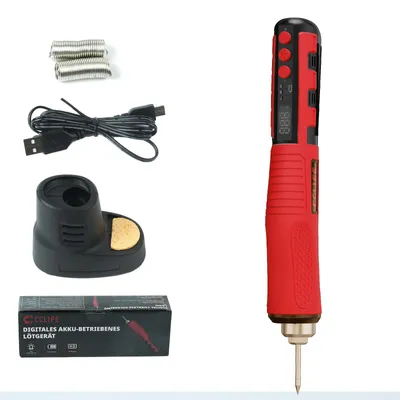 Produktbild von Lötkolben Set 8W Kabellos, LCD Display Einstellbare Temperatur 200-450°C, USB Wiederaufladbarer Lötkolben mit 1800mAh Akku, Auto Shutdown, Professione
