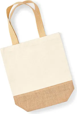 Immagine prodotto di Westford Mill W450 | Shopper in tela con base in iuta 24 x 41 x 13 cm - Colore: Naturale - Taglia: Unica