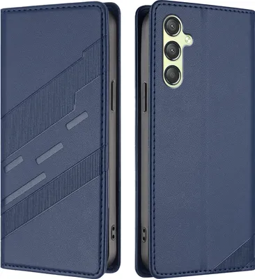 Produktbild von Hülle für Samsung Galaxy A24 4G, Kunstleder Brieftaschen Handyhülle mit Kartenfach und Standfunktion Blau