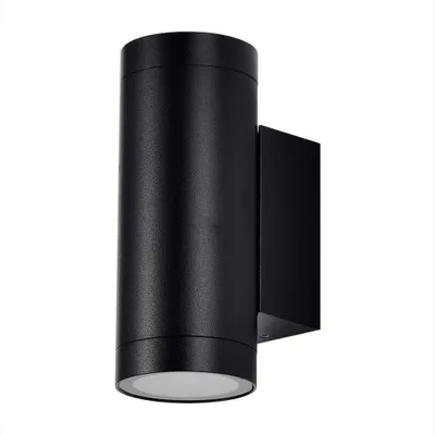 Immagine prodotto di V-TAC VT-11015 Faretto led da parete portafaretto rotondo in alluminio 2x GU10 portalampada colore nero opaco IP54 sku 2971