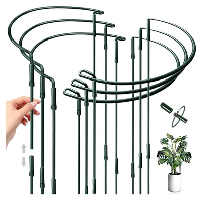 Produktbild von 6 Stück Halbrunde Pflanzenstützen, Metall Pflanzenhalter 25 x 60 cm für Pfingstrosen, Rosen und Topfpflanzen