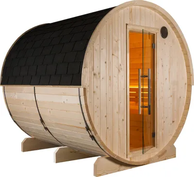 Produktbild von Harvia Kuusi 220 Panorama Fasssauna aus Fichte Saunafass Gartensauna Ø220x220cm