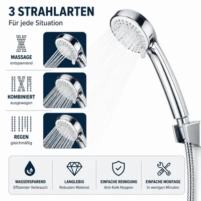 Produktbild von Duschkopf Handbrause Duschbrause Wassersparend Brausekopf Bad Badezimmer