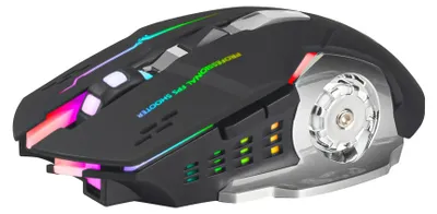 Obrázok produktu pre Bezdrôtová myš s RGB podsvietením, ergonomický dizajn, 1200-2400-3600 dpi, čierna