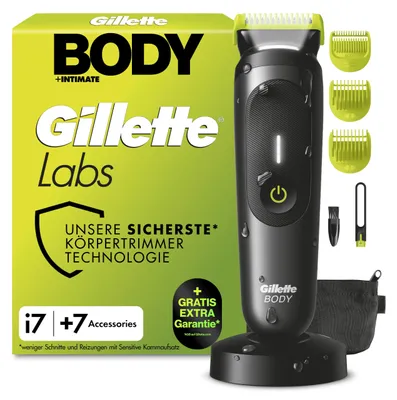 Produktbild von Gillette Labs i7 Body + Intimate Trimmer Herren, Schwarz/Grün Intimrasierer Mann