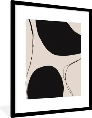 Produktbild von MuchoWow® Gerahmtes Poster Pastell - Schwarz - Minimalismus 60x80 cm - Poster mit Schwarzem Bilderrahmen Wandposter Rahmen Foto Bilder - Wohnzimmer - Dekorationen - Prämie