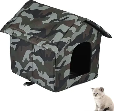 Produktbild von Wasserfeste Katzenschutzhütte für draußen - Faltbares und winterfestes Haustierhaus