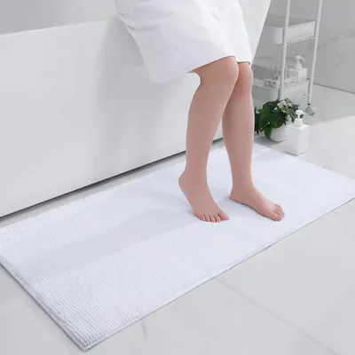 Imagen del producto de Alfombra de baño de chenilla, rectangular, 60 x 120 cm, color blanco