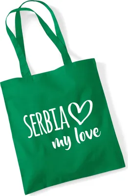 Produktbild von Huuraa Jutebeutel Serbia my love 10 Liter Kelly Green Baumwolle Tasche Geschenkidee