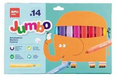 Produktbild von „Jumbo“-Filzstifte, 14 Farben, 9,6 mm, Maxi, APLI Kids 20623