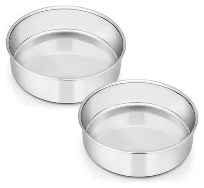 Produktbild von Backform, rostfreier Stahl, runde Kuchenform, Backformen, Set von 2, Ø 16 cm, gesund und ungiftig, hochglanzpoliert, leicht zu reinigen und spülmaschinenfest