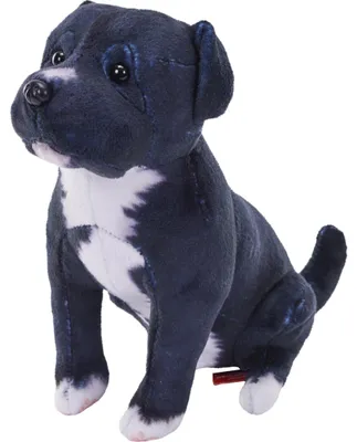 Zdjęcie produktu dla Pluszowy pies pitbull czarny z dźwiękiem – 18 cm