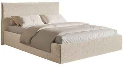 Obrázok produktu pre Selsey Softie Slim - Čalúnená posteľ 200 × 200 s lamelovým roštom, šenil, svetlo béžová