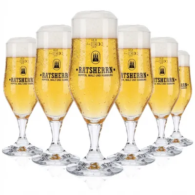 Produktbild von 6x Ratsherrn Glas 0,3l Hammerburg Bier Tulpe Pokal Gläser Set Brauerei Hamburg