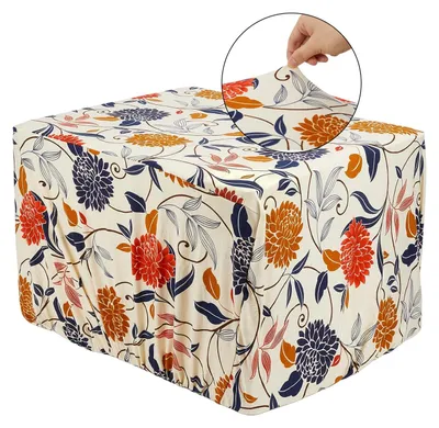 Stretchbezug für Fußhocker, Blumenmuster, 70-90 cm, waschbar