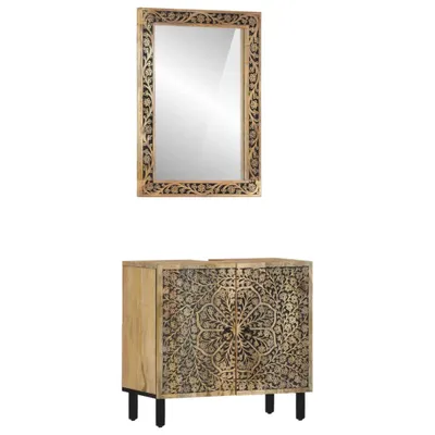 Produktbild von 2-tlg. Badmöbel-Set Massivholz Mango - Badezimmer 3206313