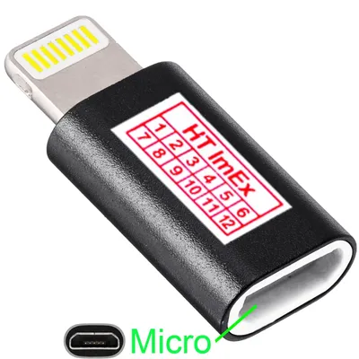 Produktbild von iPhone 8 Pin Stecker auf 5 Pin Micro USB Buchse Adapter kompatibel mit iPhone