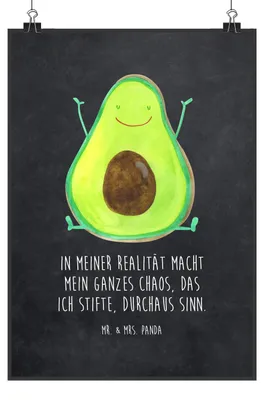 Produktbild von Mr. & Mrs. Panda Bild Avocado Glücklich DIN A1 - Kreidetafel - Geschenk, Verrückt, Wandbild, Kunstdruck, Chaos, Plakat, Posterdruck, Frucht, drucke