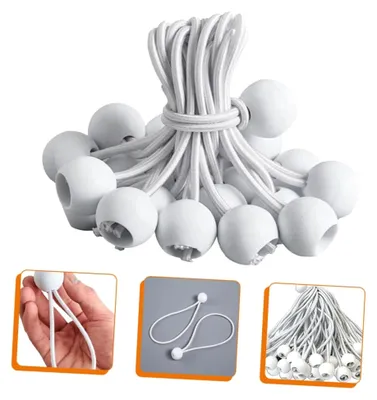 Produktbild von 50 Stück 20 cm Weiße Gummiseile mit Kugel für Zeltabspannungen und Campingzubehör