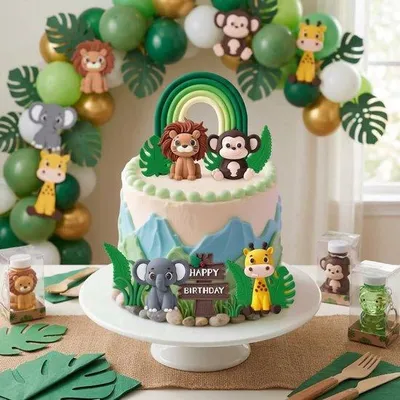 Productafbeelding van Dierenkoek decoratie jungle verjaardag feestdecoratie feestdieren