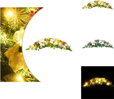 Obrázek produktu pro vidaXL Vánoční oblouk na dveře s LED světly zelený 90 cm PVC - Vánoční osvětlení