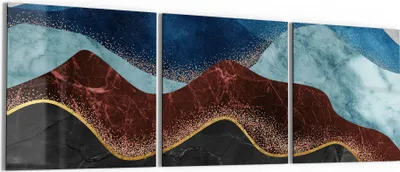 Produktbild von DEQORI Glasbild Echtglas 3x50x50 cm 'Abstrakter Gipfelglanz' Wandbilder XXL groß