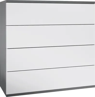 Produktbild von Vladon Kommode Pavos V3 hängend, Sideboard mit 4 Schubladen Anthrazit matt/Weiß matt (76 x 94 x 35 cm)