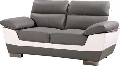 Immagine prodotto di Divano fisso in pelle ricostituita e PVC " Dallas" - 169 x 88 x 90 cm - 2 posti a sedere - Grigio/bianco