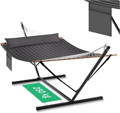 Produktbild von WOLTU Hängematte mit Gestell belastbar bis 250 kg für 2 Personen, Dunkelgrau