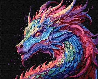 Produktbild von Malen nach Zahlen – Bunter Drache 40 x 50 cm – Ideyka