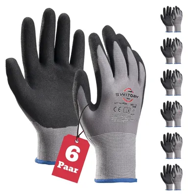 Produktbild von Arbeitshandschuhe 6 Paar, Größe 10 / XL, nitrilbeschichtet, für Gartenarbeit