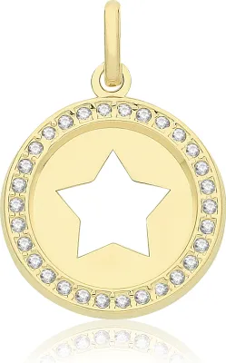 Produktbild von Wunderschöner 9 Karat (375) Gold Stern Damen - Anhänger mit Zirkonia - 18mm*13mm; TRS36030