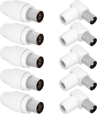 Produktbild von TV Antennenstecker IEC Koaxial 5X Antennenbuchse 5X Winkelstecker Koaxialkabel Adapter Antennenkabel