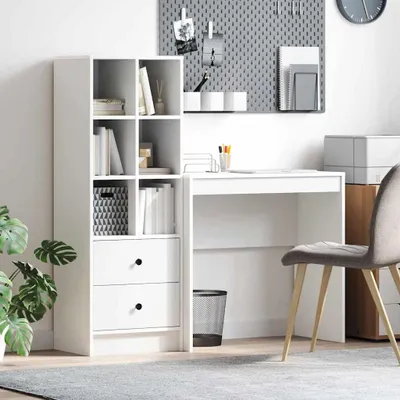 Image de Maison Exclusive - Bureau avec tiroir 2 pcs Blanc