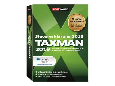 Produktbild von Lexware TAXMAN 2019, Buchhaltung, 1 Lizenz(en), Box, Deutsch, 4096 MB, 2 GHz