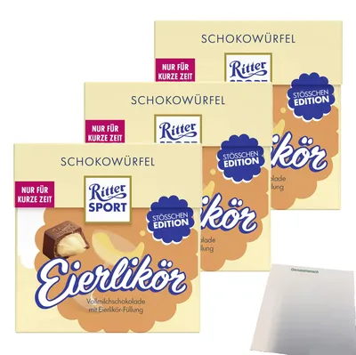 Produktbild von Ritter Sport Schokowürfel Eierlikör 3er Pack (3x176g Packung) + usy Block